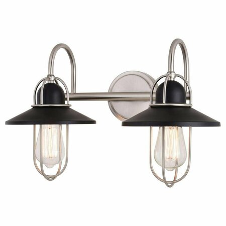 PERFECTTWINKLE Galena 2 Light Vanity, Matte Black & Satin Nickel PE3255901